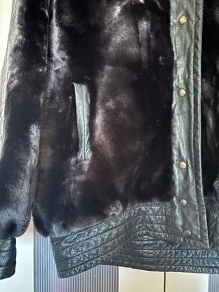 Chaquetón Piel Vintage Negro