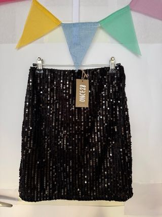 Minifalda lentejuelas negra XS-S