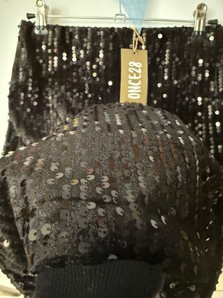 Minifalda lentejuelas negra XS-S