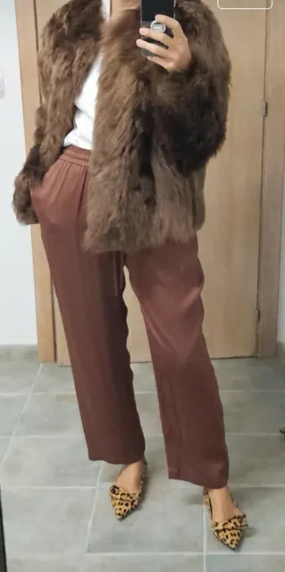 Abrigo de piel marrón