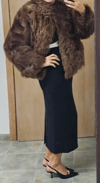 Abrigo de piel marrón