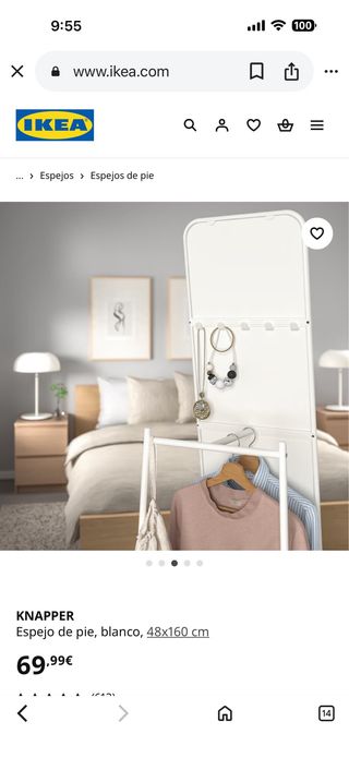 Espejo de pie blanco Ikea