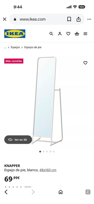 Espejo de pie blanco Ikea