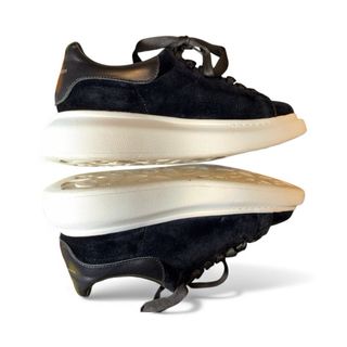 Alexander Mcqueen Raised Sole Black Velvet Trainer