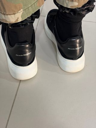Alexander Mcqueen Raised Sole Black Velvet Trainer