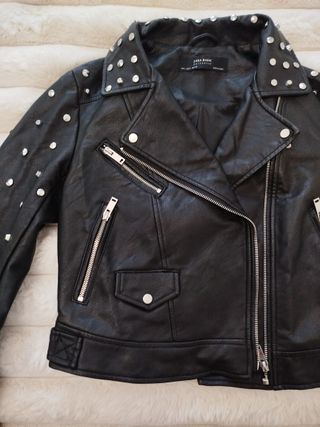 Chaqueta Zara Piel Mujer Tachuelas