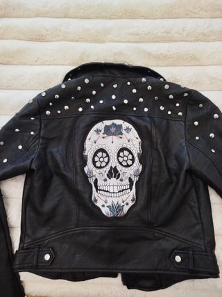 Chaqueta Zara Piel Mujer Tachuelas