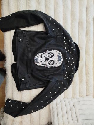 Chaqueta Zara Piel Mujer Tachuelas