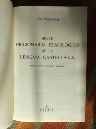 Breve diccionario etimológico lengua castellana