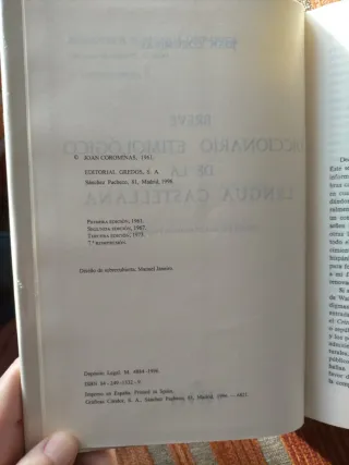Breve diccionario etimológico lengua castellana