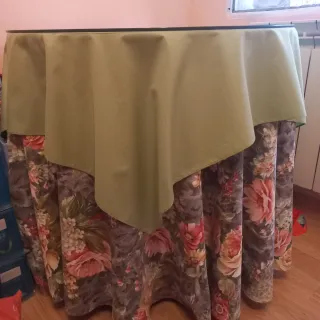 Mesa camilla redonda cristal y tela