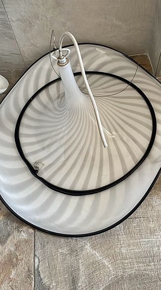 Lampadario Vintage Vetro Murano opalino Bianco