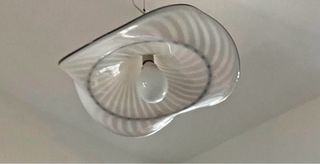 Lampadario Vintage Vetro Murano opalino Bianco