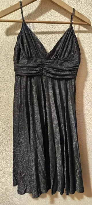 Vestido fiesta plateado talla S