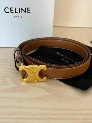 Cinturone Celine Marrone con Fibbia Dorata
