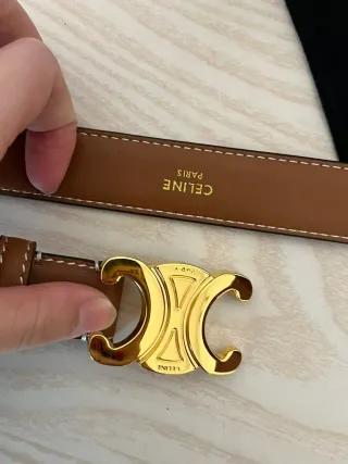 Cinturone Celine Marrone con Fibbia Dorata