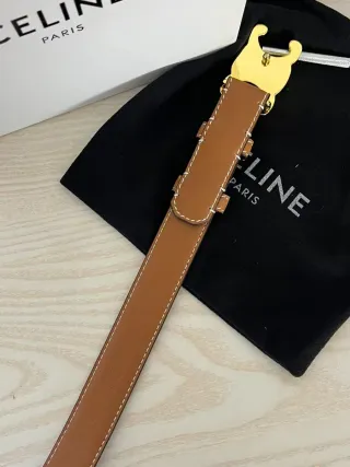 Cinturone Celine Marrone con Fibbia Dorata