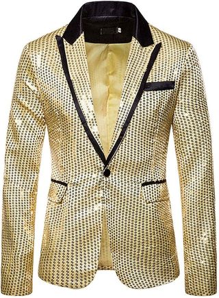 Chaqueta Americana Fiesta Lentejuelas Doradas XL