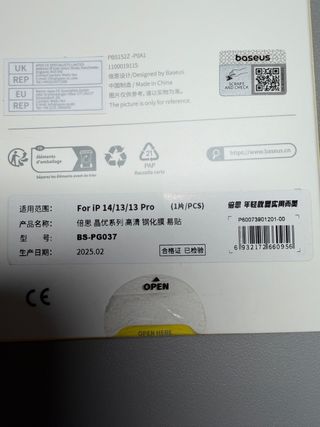 Protector Pantalla Baseus iPhone 13/14/13 pro