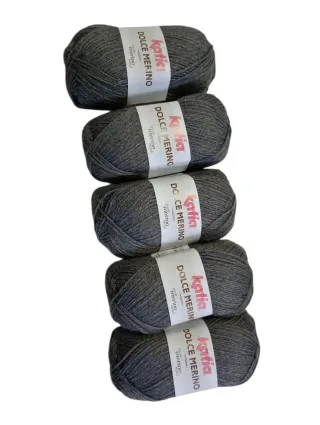 5 ovillos Katia Dolce Merino gris