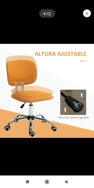 Silla de oficina con ruedas naranja