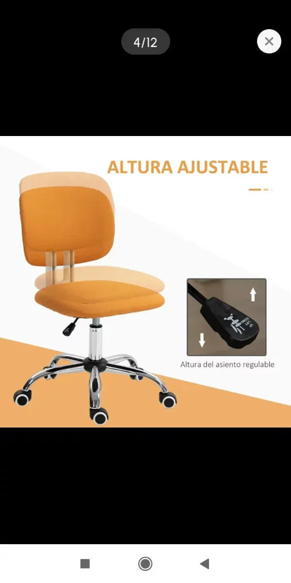 Silla de oficina con ruedas naranja