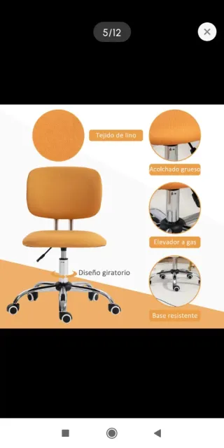 Silla de oficina con ruedas naranja
