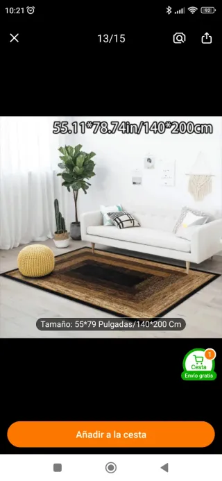 Alfombra Jute Marrón y Negro 140x200cm