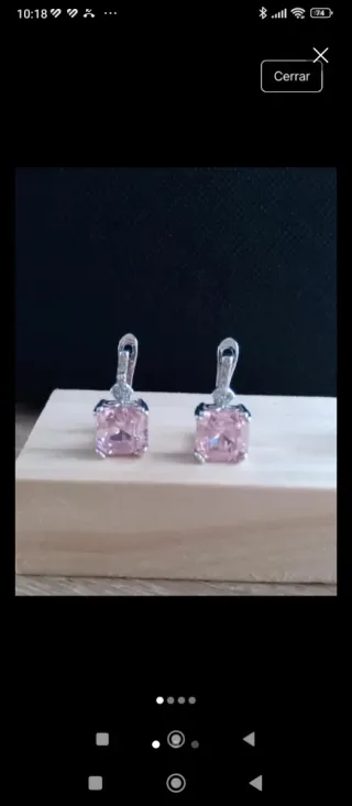 Pendientes plata circonita rosa .