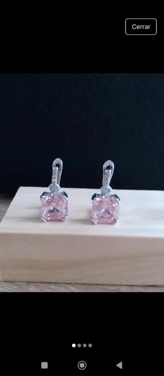 Pendientes plata circonita rosa .