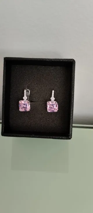 Pendientes plata circonita rosa .