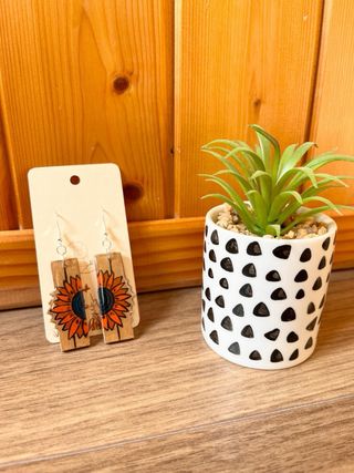 Pendientes Madera Margarita Naranja