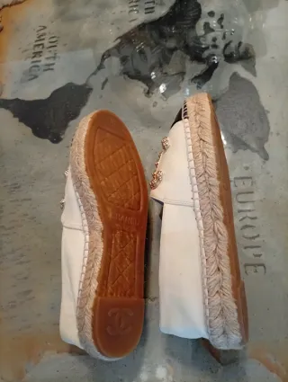 Chanel Espadrilles Lujo Negro Blanco
