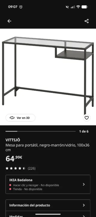 Escritorio IKEA cristal y metal negro