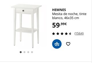 Mesita de noche alta blanca Ikea
