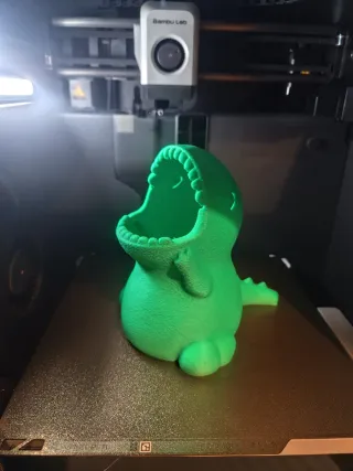 Porta lápices dinosaurio verde 3D