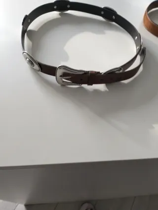 2 Cinturones Marrón y Plateado