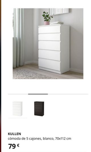 Cómoda KULLEN IKEA 5 cajones Blanca 70x112cm