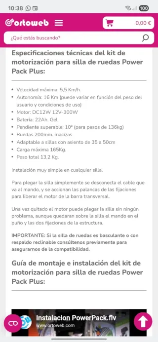 Kit motorización silla ruedas 35-50cm