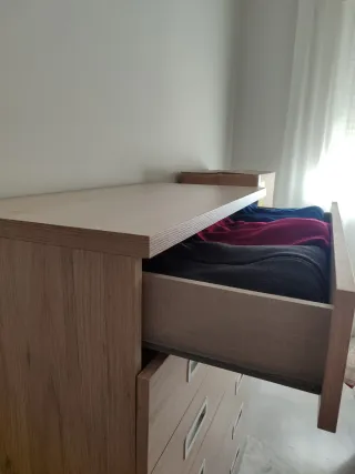 Cómoda 6 cajones madera y blanco