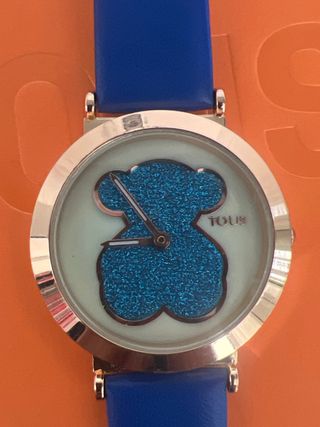 Reloj Tous Azul Correa Cuero Dorado