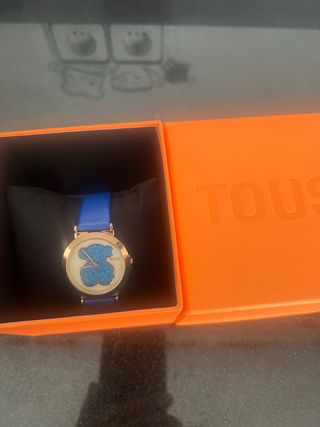 Reloj Tous Azul Correa Cuero Dorado