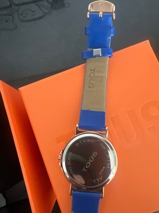 Reloj Tous Azul Correa Cuero Dorado