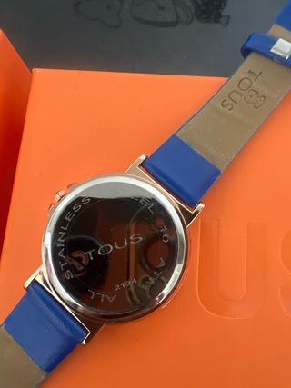 Reloj Tous Azul Correa Cuero Dorado