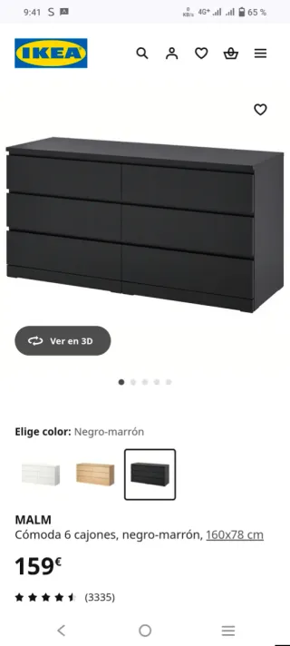 Cómoda MALM de Ikea 6 cajones negra