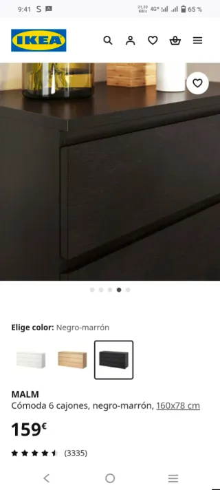 Cómoda MALM de Ikea 6 cajones negra
