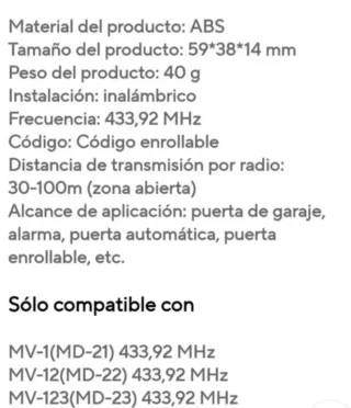 Mando Garaje CLEMSA MASTERCODE MV-1