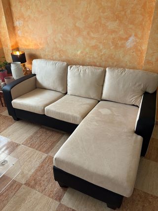 Sofá Chaiselongue Reversible Beige/Negro