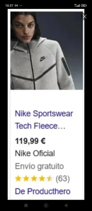 Sudadera Nike Gris Talla M