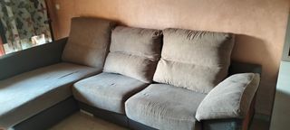 Sofá de tela beige y marrón 3m